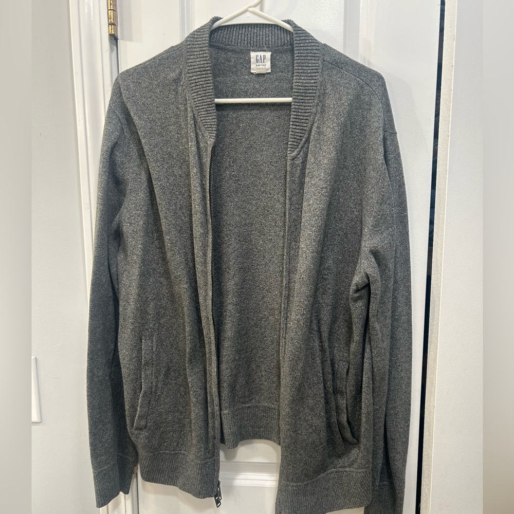 GAP Medium Charcoal Knit Bomber Cardigan